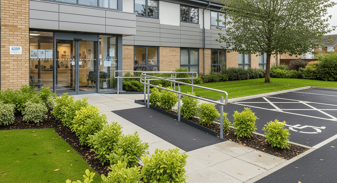 Modern GP surgery entrance