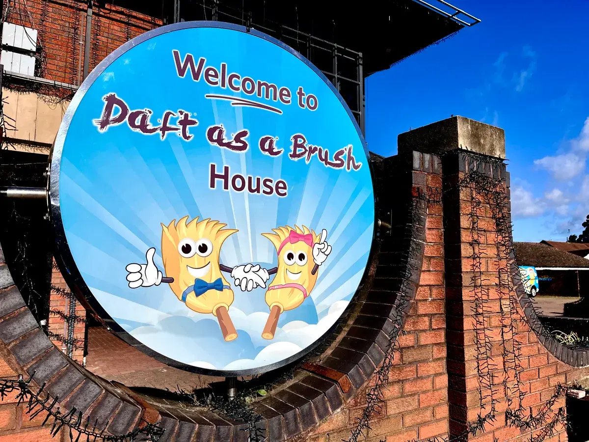 The Welcome to Daft as a Brush House sign at the charity's Gosforth headquarters