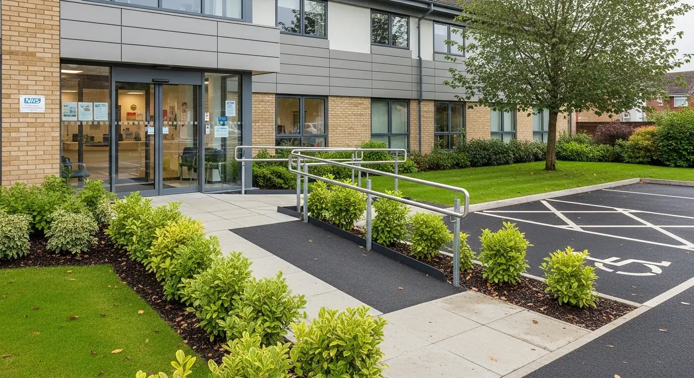Modern GP surgery entrance